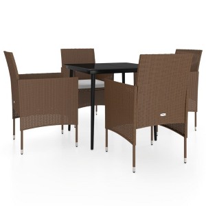 vidaXL Patio Dining Set Outdoor Dining Set Table and Chair Set for Garden - Brown and Black 5 Piece with Cushions 31.5 Inch Table - 1 of 4
