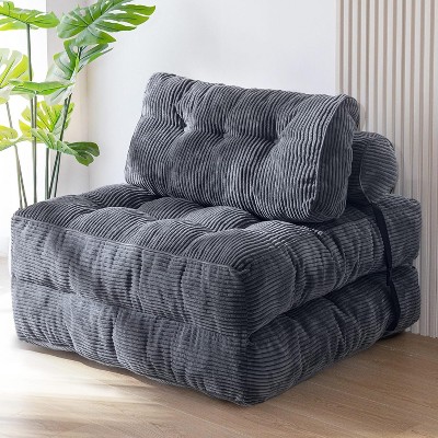 Folding Sofa Bed, Convertible Sleeper Chair with Pillow Foldable Mattress with Back Support, Portable Fold Out Chair Bed Comfy Floor Sofa Lounge