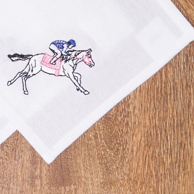 C&F Home Derby Horse Jockey Racing Cocktail Embroidered Napkins Set of 4 - Thumbnail 2