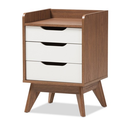 Brighton Mid Century Modern Wood 3 Drawer Storage Nightstand