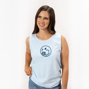 S.W.Smiley Ocean Waves Outline - Women's Garment Dyed Graphic Tank Top - 1 of 4