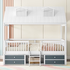 Full Size Wood House Bed for Bedroom - 1 of 4