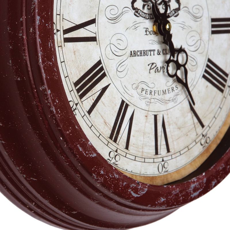 16&#188;&#34; Round Wall Clock Distressed Red - Yosemite Home Decor, 3 of 8