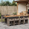 vidaXL Patio Dining Set with Cushions - 9 Piece Outdoor Furniture Gray PE Rattan/Acacia Table, Folding Chairs, Removable Covers - 2 of 4
