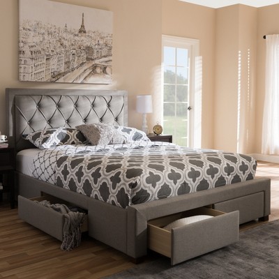 King Aurelie Modern And Contemporary Fabric Upholstered Storage Bed ...