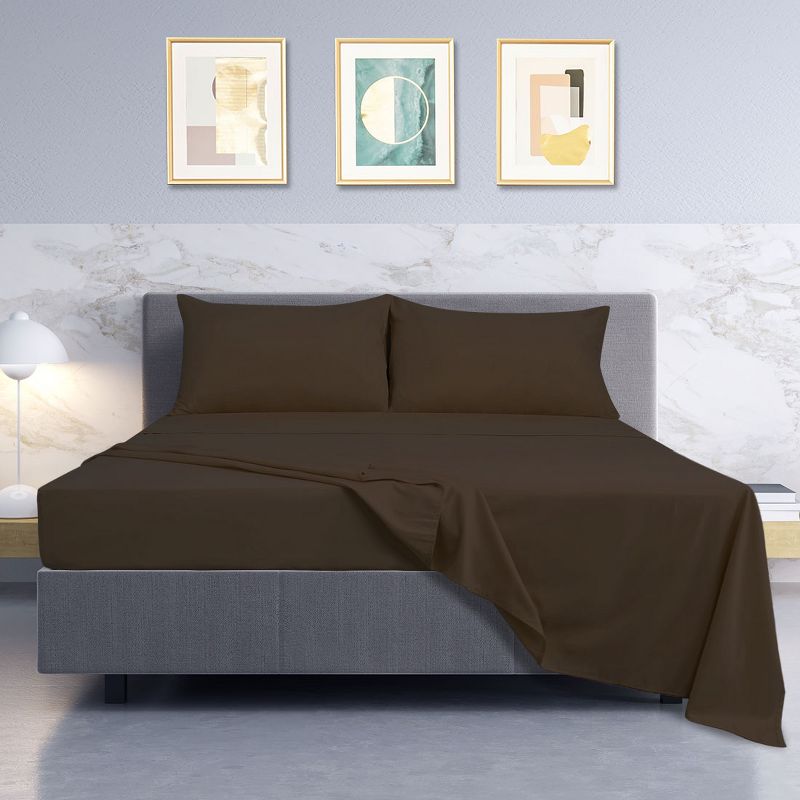 PiccoCasa Bed Sheet Set 110gsm Bedding with 1 Flat Sheet 1 Fitted Sheet and 2 Pillowcases 4Pcs, 2 of 6