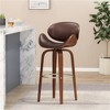 SKRAN 30" Modern Upholstered Swivel Barstool, Faux Leather Metal Counter Height Bar Stools for Kitchen,Home and patio,Dark Brown(20"D×20.75"W×42.75"H) - 2 of 4