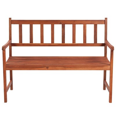 47.2" Red Acacia Wood Outdoor Garden Bench with Cushion