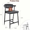 26" Counter Height Upholstered Bar Stools Set of 2 With Arms and Back, Modern Bar Stools Set With Footrest for Kitchen Island, Counter Bar, Black - 2 of 4