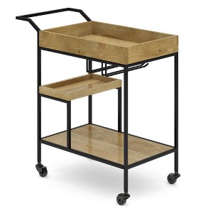 Lintz Bar Cart Natural - WyndenHall: Beverage Serving Station with Glass Racks, Mango Wood & Iron - 1 of 4