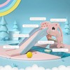 Sandinrayli 3 in 1 Toddler Slide, Baby Slide Climber Playset with Basketball Hoop and Ball, Indoor and Outdoor Playground for Kids Pink - 2 of 4