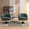 Chenille Fabric Accent Swivel Chair With Gold Metal Round Base,Green - 2 of 4