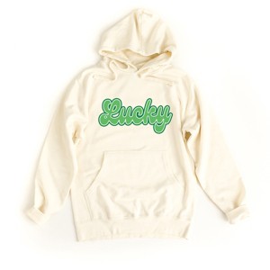 Simply Sage Market Women's Graphic Hoodie Green Lucky Cursive - 1 of 4