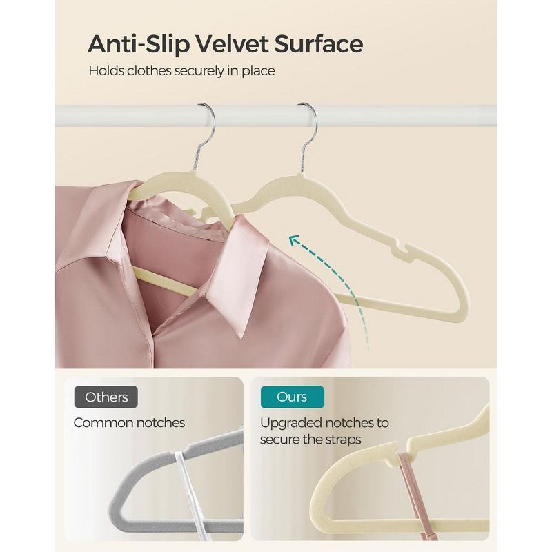 SONGMICS Velvet Hangers Non-Slip Clothes Hangers Pants Bar Space-Saving, 3 of 8