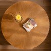 Sapphtopaz 35.4" Wood Retro Coffee Table with Groove Design Round Center Table with 3 Wood Legs Living Room Table Coffee Bar for Living Room - 4 of 4