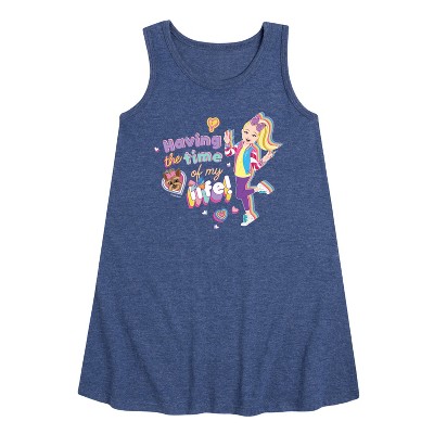 JoJo Siwa Time Of My Life Graphic Sleeveless Aline Dress - Heather Navy - 3T