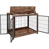 Furniture Style Dog Crate Side Table On Wheels with Double Doors and Lift Top. Rustic Brown, 43.7'' Wx 30'' D x 31.1'' H. - 2 of 4
