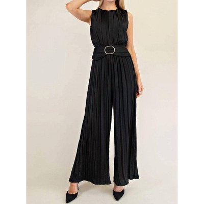 Women's Satin Pleated Jumpsuit - GLAM