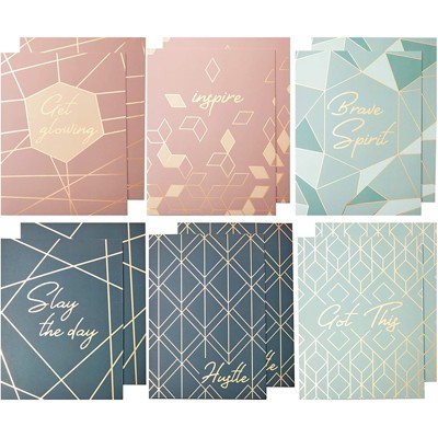 Paper Junkie 12 Pack Decorative Pocket Folders, Office & School Supplies, 6 Designs (Rose Gold, 9.5 x 11.5 in)