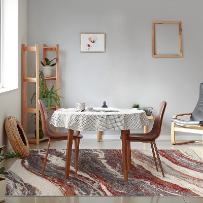 Red and Gray Abstract 8' x 10' Synthetic Area Rug