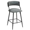 Gulches 26" Counter Height Bar Stools Set of 2, PU Cover, Grey, Black Powder Coating Base - 4 of 4