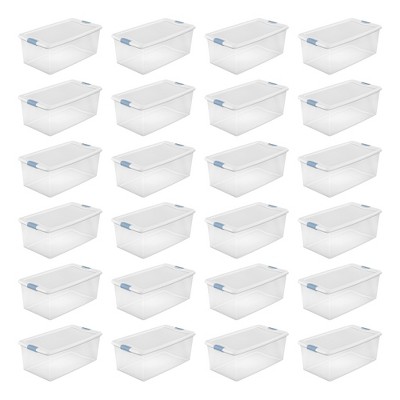 Sterilite Clear Plastic Stackable Storage Container Bin Box Tote with White Latching Lid Organizing Solution for Home & Classroom