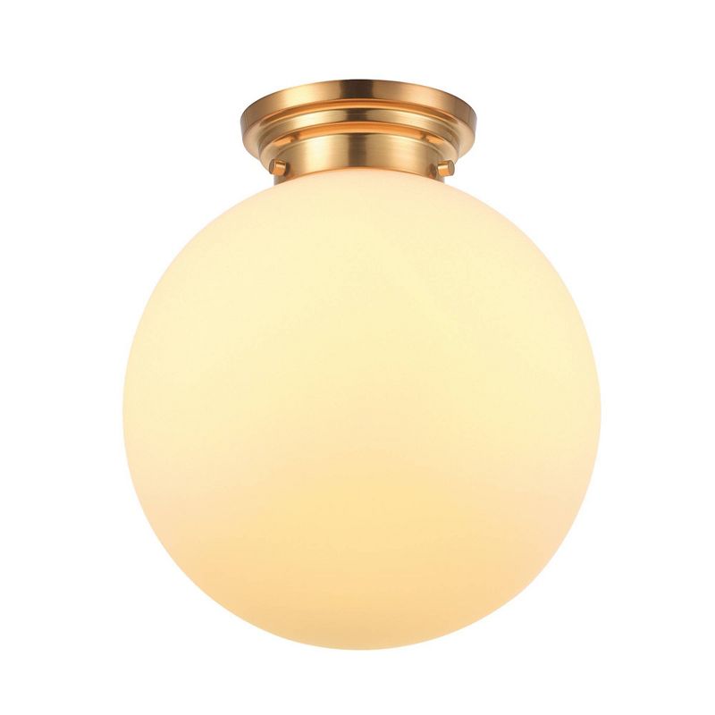 Portland 1-Light Matte Brass Semi-Flush Mount Ceiling Lighting with Opal Glass Shade - Globe Electric, 5 of 9