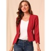 Allegra K Women's Work Office Zipper Decor Collarless Cropped Blazer - 3 of 4