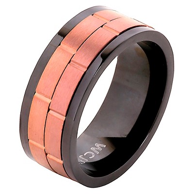 Men's West Coast Jewelry Coffee- Tone Two-Tone Stainless Steel Dual Spinner Ring (12)