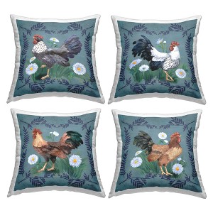 Stupell Industries Fern & Daisy Roosters (Set of 4) - 1 of 3
