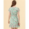 INSPIRE CHIC Women's Ruffle Sleeve Self-Tie V Neck Mini A-Line Floral Dress - 4 of 4
