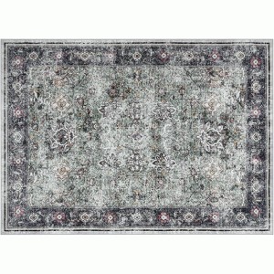 Acekool Washable Vintage Area Rug, Non Slip Soft Low Pile Traditional Distressed Accent Carpet, Foldable Thin Mat for Living Room Bedroom - 1 of 4