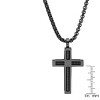 Steeltime 24" Men's black ip stainless steel spring inlay cross pendant - 3 of 4