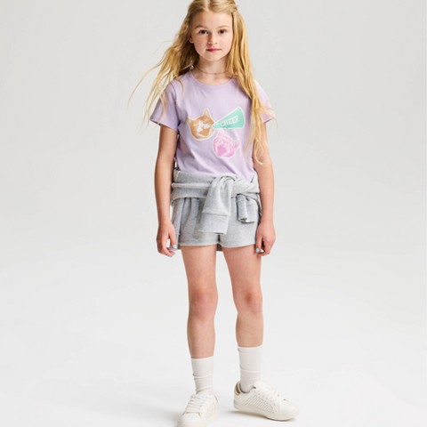 Детские футболки Cat & Jack Girls' Short Sleeve 100% Cotton 'Cheer Cats' Graphic T-Shirt - Cat & Jack™ Purple M