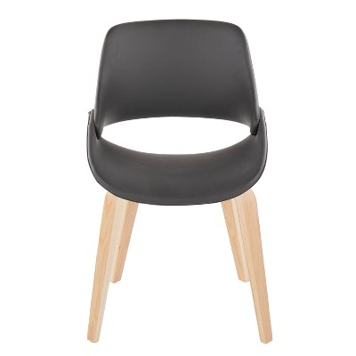 Set of 2 Grey Faux Leather and Natural Wood Side Chairs