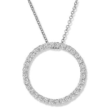 Pompeii3 1/2 Ct Circle Lab Created Diamond Pendant 10k White Gold 18" Necklace