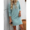 Women Casual Fall Crewneck Long Sleeved Pocket Dress Ribbed Mini Tshirt Dress Shift and T-Shirt Dresses for Women - 3 of 4