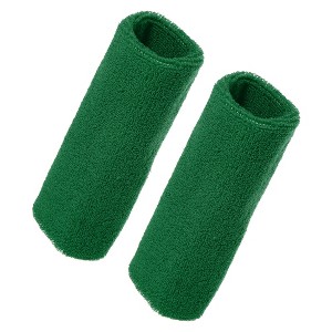 Unique Bargains Sweat Absorbing Cotton Yarn Latex Wrist Sweatbands Wrist Band 3.15"x5.91" 1 Pair - 1 of 4
