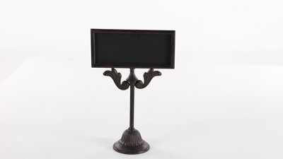 Rustic Brown Iron Chalkboard Stand with Pedestal Base