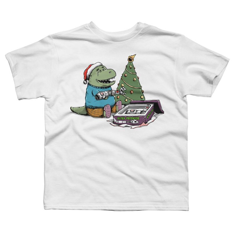 Boy's Design By Humans T-rex Christmas Gift By pigboom T-Shirt, 1 of 4