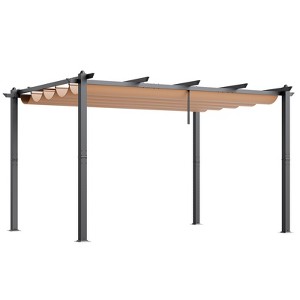 VEVOR 10'x13' Outdoor Retractable Pergola with Canopy, Aluminum Pergola with Retractable Canopy, Modern Pergola with Sun Shade Canopy, Beige - 1 of 4