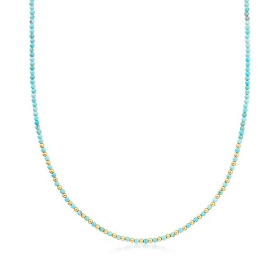 Ross-Simons 3-3.5mm Turquoise and 10kt Yellow Gold Bead Necklace Size 20