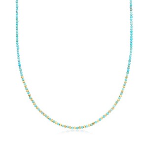 Ross-Simons 3-3.5mm Turquoise and 10kt Yellow Gold Bead Necklace - 1 of 3
