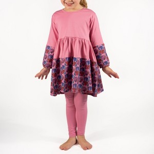 The Pink Picket Fence Louise Twirl Dress Set – Dress, Cotton Leggings, Scrunchie & Headband – Pink - 1 of 4