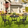 3-Piece Patio Bistro Set: 2 Cast Aluminum Chairs & Cafe Table with Umbrella Hole - All-Weather, Rust-Resistant for Porch, Backyard, Garden - 3 of 4
