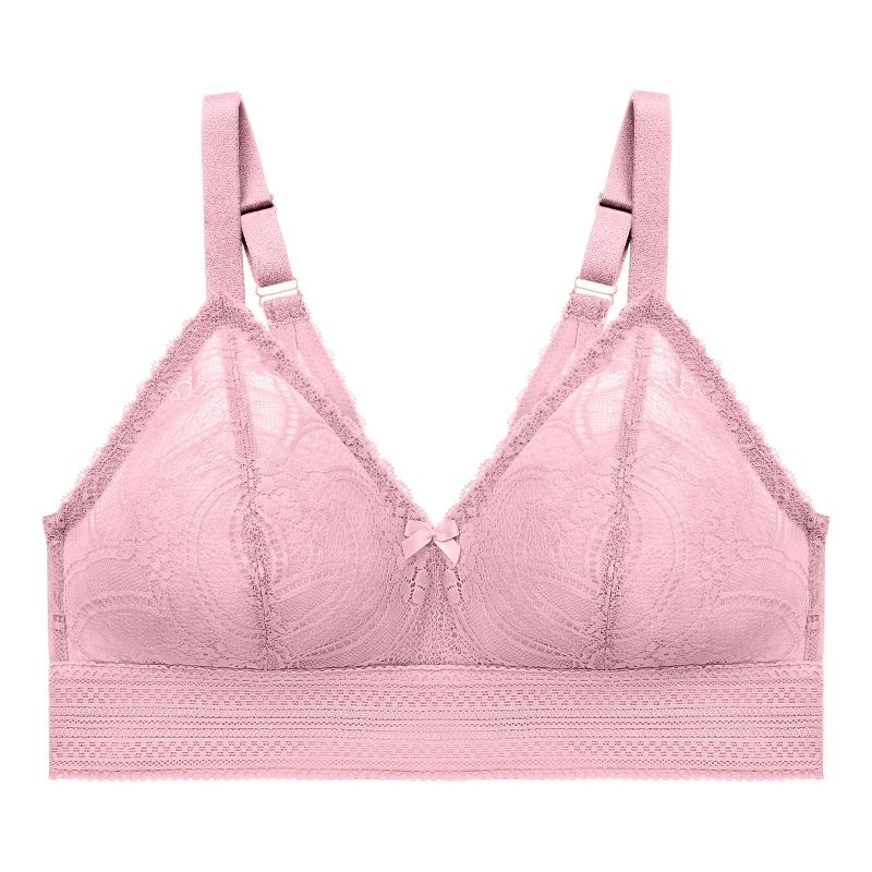 Glamorise Womens Bramour Gramercy Luxe Lace Bralette Wirefree Bra 7012 Mauve, 4 of 5
