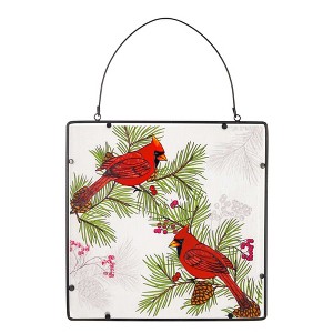 Christmas Winter Cardinal Wall Art  -  One Wall Hanging 16.25 Inches -  Stain Glass Look  -  6Awd809  -  Glass  -  Red - 1 of 3