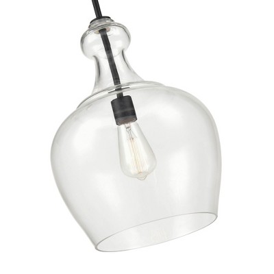 Matte Black Glass Jar Pendant Light with LED