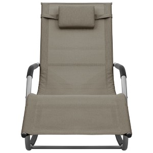 vidaXL Sun Lounger Black and Grey Textilene, Powder-Coated Steel Standard - Taupe and Gray - 1 of 4