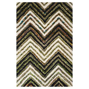 Ivory/Black Chevron Tufted Accent Rug 2